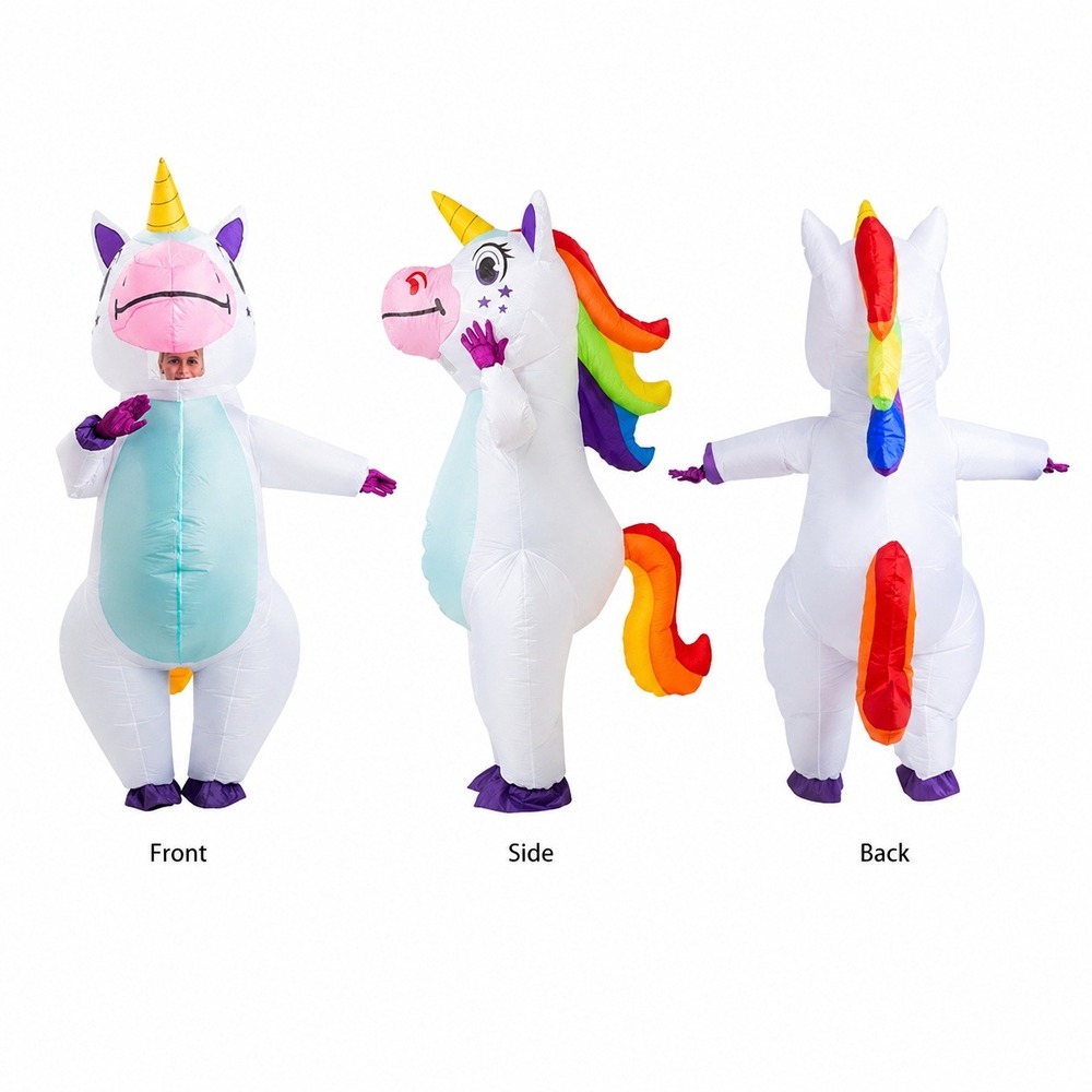 Spooktacular Creations Inflatable Unicorn Costume Adult One Size Rainbow White